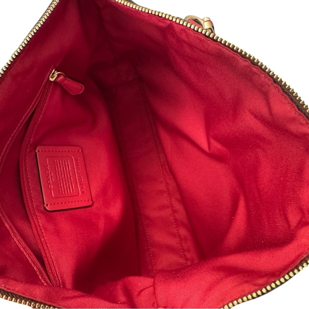 Coach Prairie Satchel Brown Signature Tote with Red Handles Crossbody *READ* - Picture 4 of 11